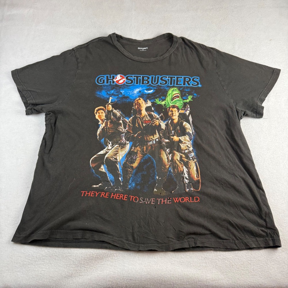Old Navy Ghostbusters Graphic Tee Black XXL Short Sleeve 80s Movie Shirt